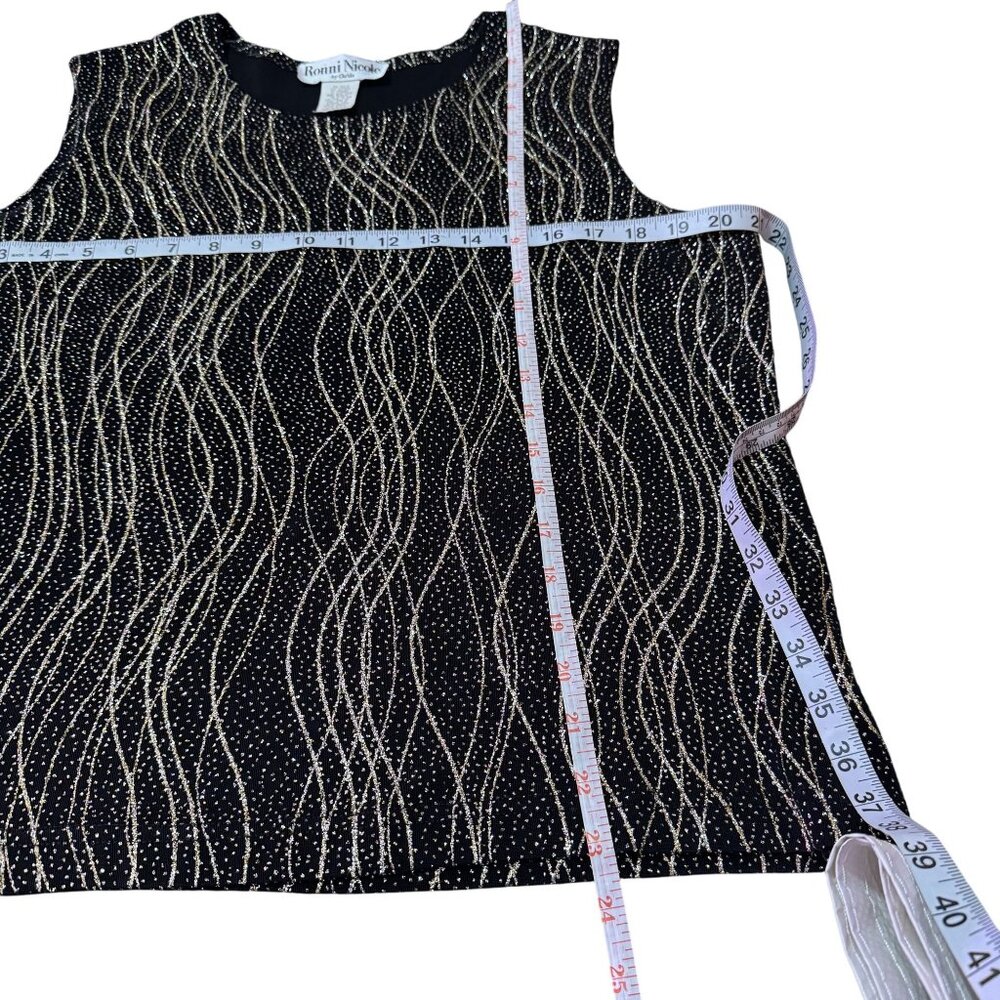 Ronni Nicole Womens Black Gold Glitter Stretch Sleeveless Tank Top Size XL - Picture 5 of 6